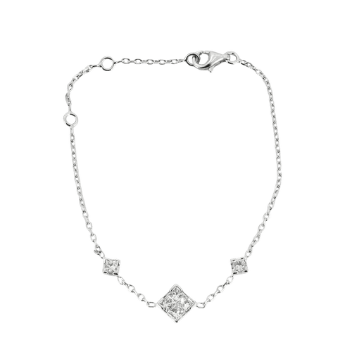 Bracelet Bracelet 3 motifs en or blanc 18K et diamants taille princesse 58 Facettes