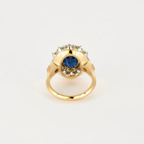 Bague 52 Bague pompadour saphir 3,33 carats et diamants en or jaune et platine 58 Facettes
