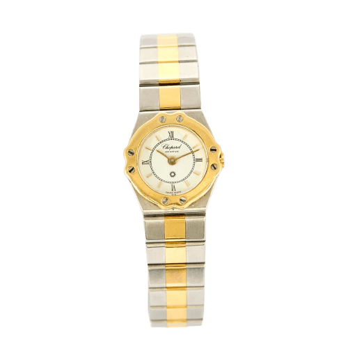 Montre Chopard Saint Moritz - Montre vintage en or jaune 750 et acier 58 Facettes