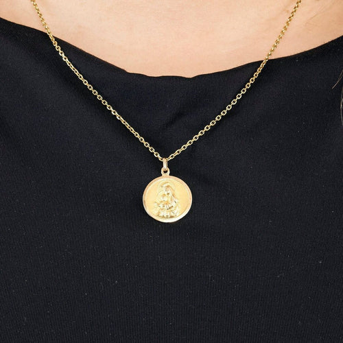 Pendentif Médaille double face Vierge et Jésus en or jaune 58 Facettes