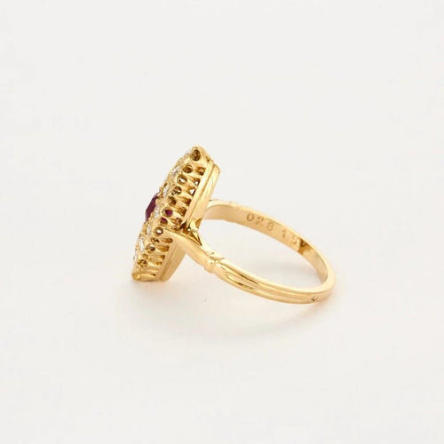 Bague 51.5 Bague marquise vintage en or jaune 18K, diamants et rubis 58 Facettes
