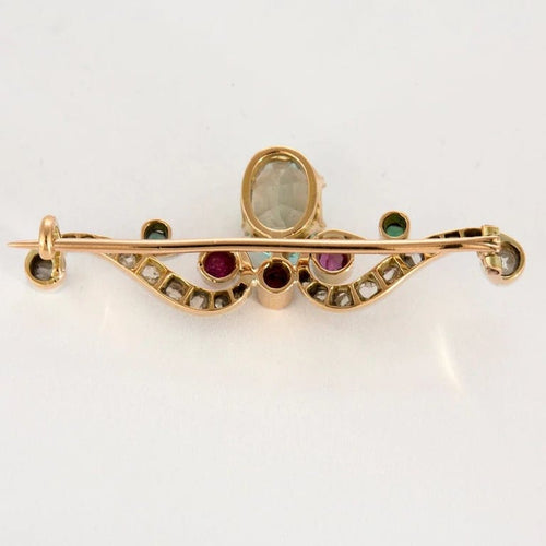 Broche Broche fin XIXe siècle en or et platine, diamants et pierre turquoise 58 Facettes P21L1