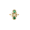Bague 52 Bague ancienne en or rose et or blanc avec diamants et émeraudes 58 Facettes