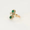 Bague 52 Bague ancienne en or rose et or blanc avec diamants et émeraudes 58 Facettes