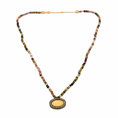 Collier Collier - Pendentif pièce 2 Pesos en or jaune et diamants 58 Facettes P41L10