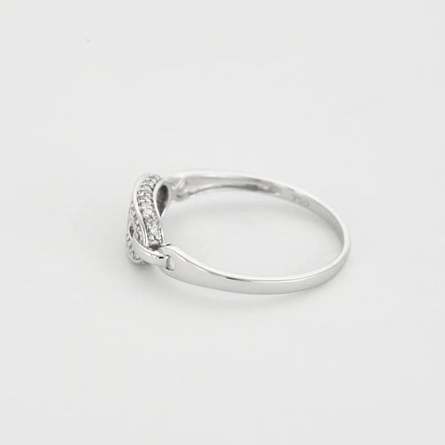 Bague 53.5 Bague maillon de chaîne en or blanc 18 carats et diamants 58 Facettes P22L5