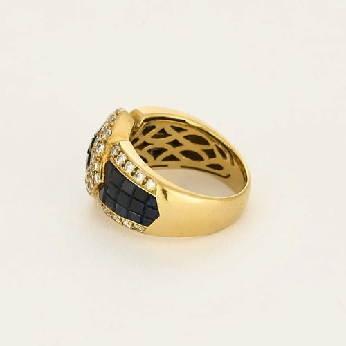 Bague 52.5 Bague vintage en or jaune 18 carats, diamants et saphirs 58 Facettes