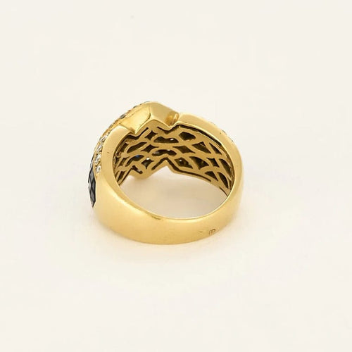 Bague 52.5 Bague vintage en or jaune 18 carats, diamants et saphirs 58 Facettes