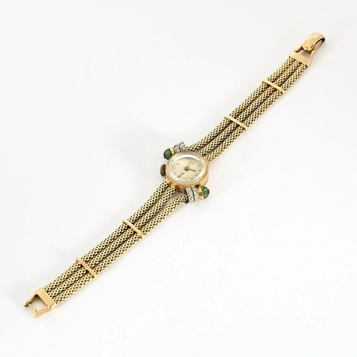 Montre UTI - Montre ancienne en or jaune 18K avec diamants et émeraudes 58 Facettes