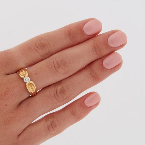 Bague 52 Bague en or jaune 18 carats sertie d’un diamant 0,25 ct 58 Facettes RÉF 10006/13