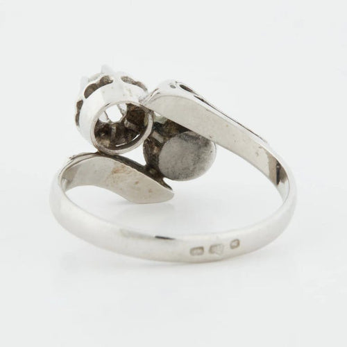 Bague 54 Bague en or blanc 18 carats avec perle de culture et diamant 58 Facettes REF 6010/16