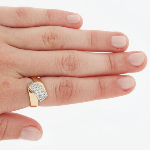 Bague 53 Bague en or jaune et or blanc 18 carats sertie de diamants 58 Facettes REF 10005/20