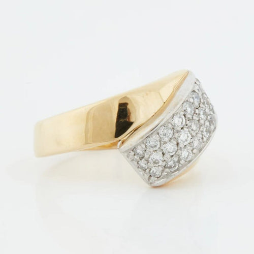 Bague 53 Bague en or jaune et or blanc 18 carats sertie de diamants 58 Facettes REF 10005/20