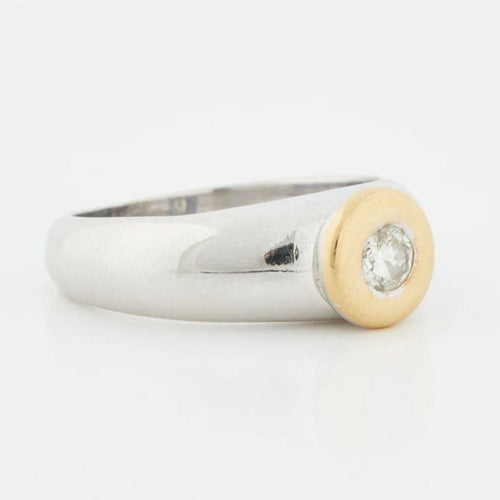 Bague 54 Bague en or blanc et jaune sertie d’un diamant 58 Facettes REF 5032/13