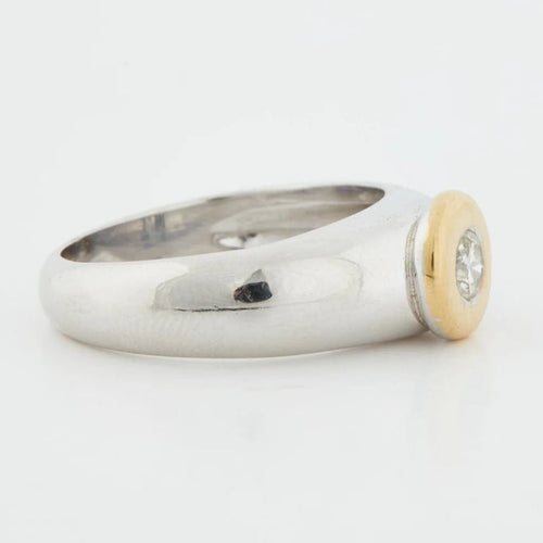 Bague 54 Bague en or blanc et jaune sertie d’un diamant 58 Facettes REF 5032/13