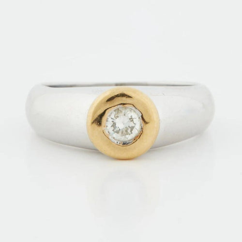Bague 54 Bague en or blanc et jaune sertie d’un diamant 58 Facettes REF 5032/13