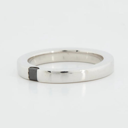 Bague 49 Bague en platine sertie d’un diamant noir 0,10 ct 58 Facettes RÉF 11034/19