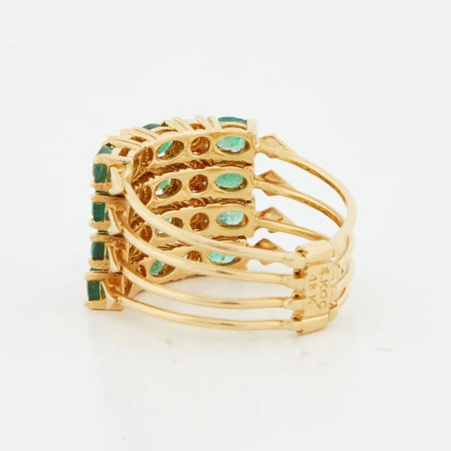 Bague 54 Bague en or jaune 18 carats sertie d’émeraudes et diamants 58 Facettes RÉF 9014/15