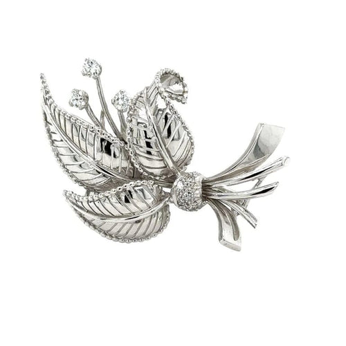 Broche Broche feuillage en or blanc 18 carats et diamants 58 Facettes RÉF 2053/13