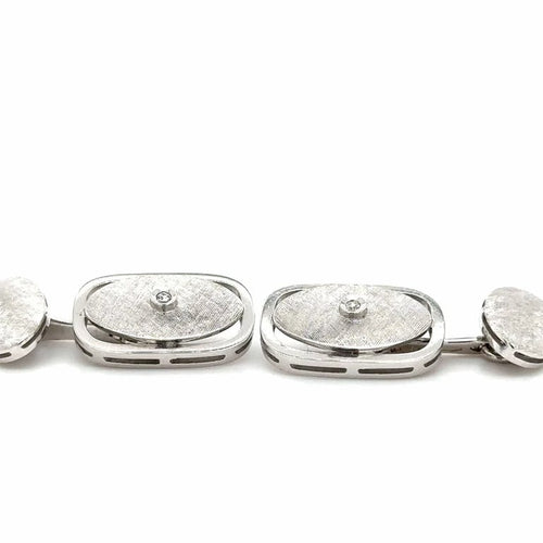 Boutons de manchette Boutons de manchette rectangulaires en or blanc et diamants 58 Facettes RÉF 1050/14