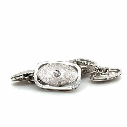 Boutons de manchette Boutons de manchette rectangulaires en or blanc et diamants 58 Facettes RÉF 1050/14