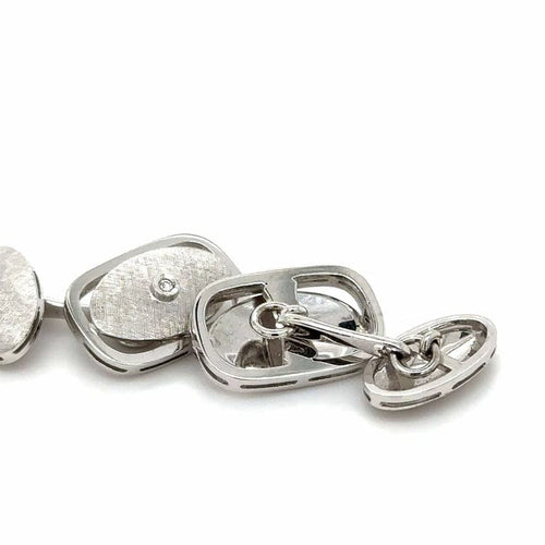 Boutons de manchette Boutons de manchette rectangulaires en or blanc et diamants 58 Facettes RÉF 1050/14