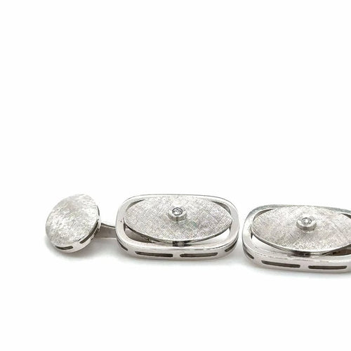 Boutons de manchette Boutons de manchette rectangulaires en or blanc et diamants 58 Facettes RÉF 1050/14