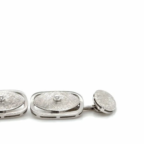 Boutons de manchette Boutons de manchette rectangulaires en or blanc et diamants 58 Facettes RÉF 1050/14