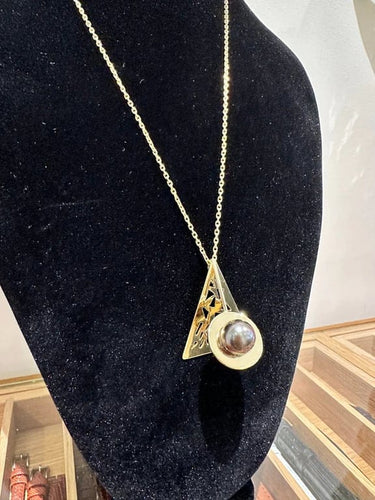 Pendentif Pendentif géométrique en or jaune 18 carats et perle de Tahiti 58 Facettes 1.0000272/1