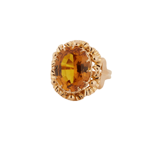 Bague 59 Bague en or jaune 18 carats sertie d’un quartz citrine ovale 58 Facettes 7025/21