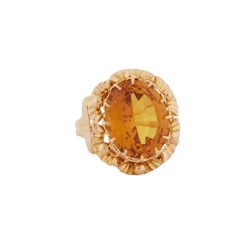 Bague 59 Bague en or jaune 18 carats sertie d’un quartz citrine ovale 58 Facettes 7025/21