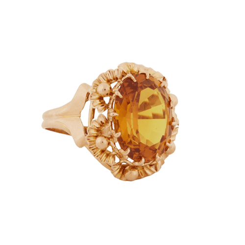 Bague 59 Bague en or jaune 18 carats sertie d’un quartz citrine ovale 58 Facettes 7025/21