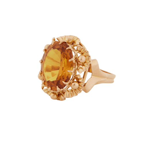 Bague 59 Bague en or jaune 18 carats sertie d’un quartz citrine ovale 58 Facettes 7025/21