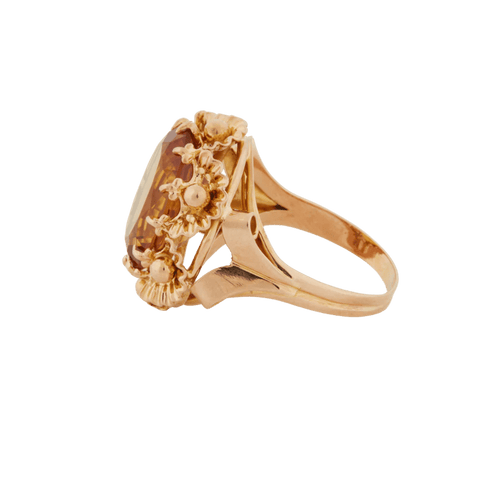 Bague 59 Bague en or jaune 18 carats sertie d’un quartz citrine ovale 58 Facettes 7025/21