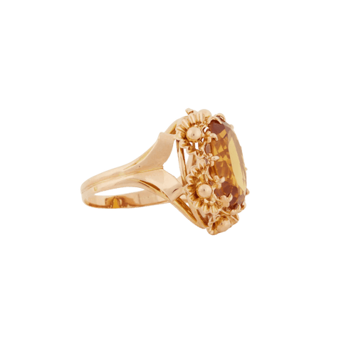 Bague 59 Bague en or jaune 18 carats sertie d’un quartz citrine ovale 58 Facettes 7025/21