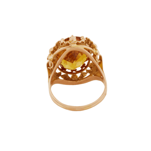 Bague 59 Bague en or jaune 18 carats sertie d’un quartz citrine ovale 58 Facettes 7025/21
