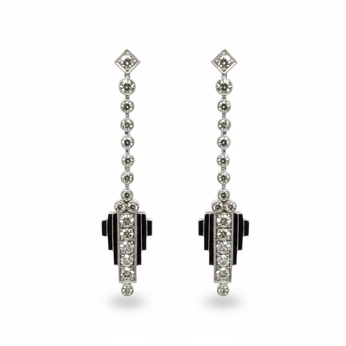 Boucles d'oreilles Art déco - Boucles d’oreilles en or blanc et diamants 58 Facettes 1.0000461/3