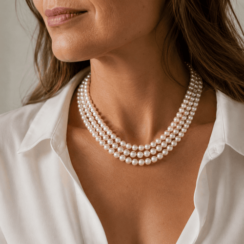 Collier Collier vintage 3 rangs de perles de culture, fermoir en or blanc 18 carats 58 Facettes 1.0000481/2