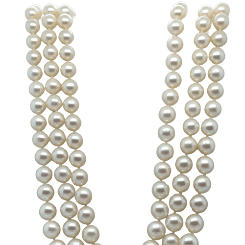 Collier Collier vintage 3 rangs de perles de culture, fermoir en or blanc 18 carats 58 Facettes 1.0000481/2