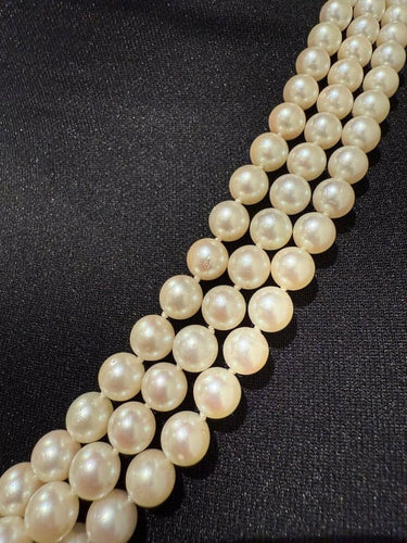 Collier Collier vintage 3 rangs de perles de culture, fermoir en or blanc 18 carats 58 Facettes 1.0000481/2
