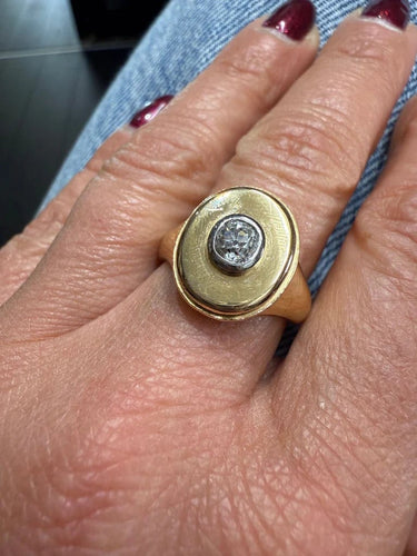 Bague Chevalière - Bague en or jaune 18 carats et diamant 0,60 ct 58 Facettes 7017/15