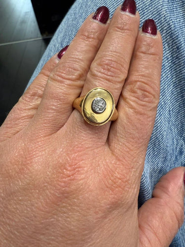 Bague Chevalière - Bague en or jaune 18 carats et diamant 0,60 ct 58 Facettes 7017/15