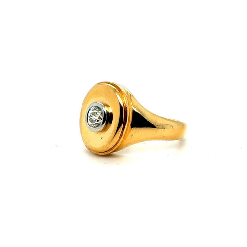 Bague Chevalière - Bague en or jaune 18 carats et diamant 0,60 ct 58 Facettes 7017/15