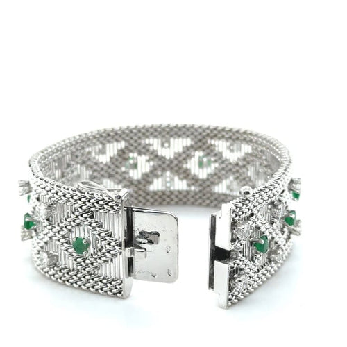 Bracelet Bracelet vintage en or blanc 18 carats serti de diamants et émeraudes 58 Facettes 1.0000651/3