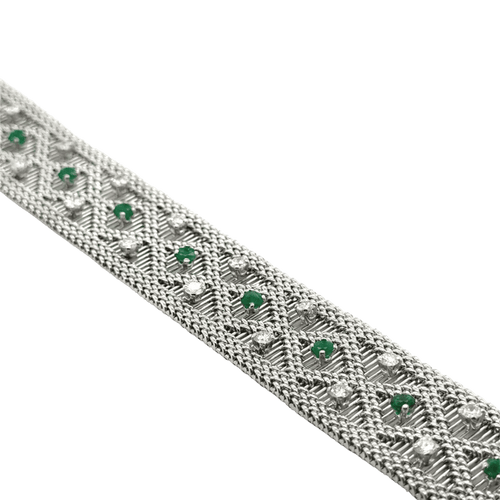 Bracelet Bracelet vintage en or blanc 18 carats serti de diamants et émeraudes 58 Facettes 1.0000651/3