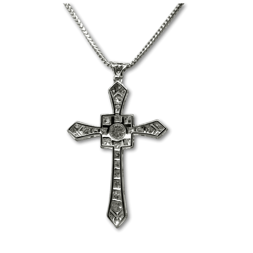 Pendentif Art déco - Pendentif croix en or blanc 18 carats et diamants 58 Facettes 1.0000716/2