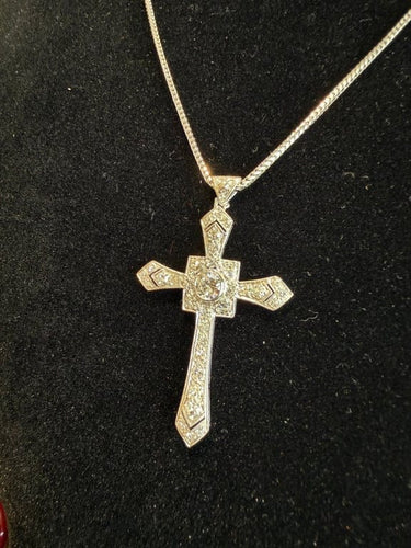 Pendentif Art déco - Pendentif croix en or blanc 18 carats et diamants 58 Facettes 1.0000716/2