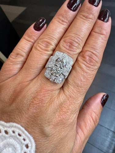 Bague 56 Art déco - Bague en platine sertie de diamants 3,72 carats 58 Facettes 1.0000795/5
