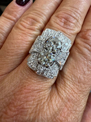 Bague 56 Art déco - Bague en platine sertie de diamants 3,72 carats 58 Facettes 1.0000795/5