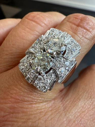 Bague 56 Art déco - Bague en platine sertie de diamants 3,72 carats 58 Facettes 1.0000795/5
